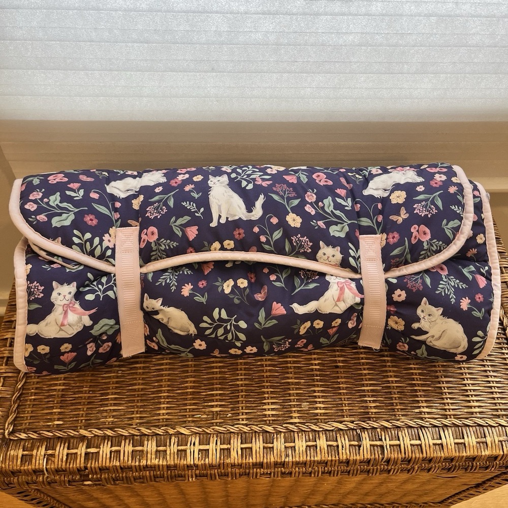 Pottery Barn Kids Toddler‎ Nap Mat Floral kitty cat Monogram "sissy"